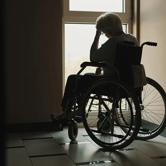 a woman in a wheelchair