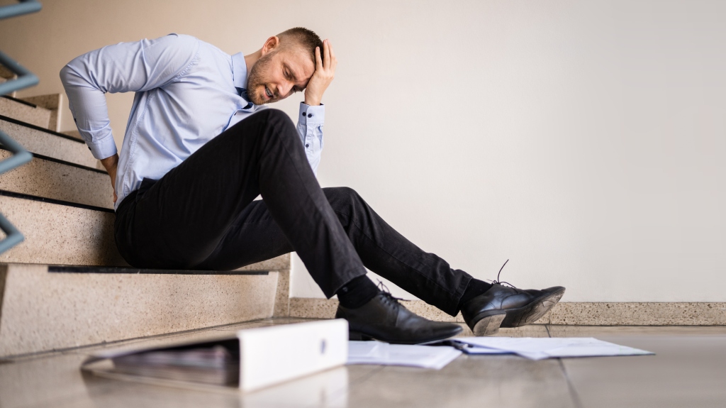Fall And Fall Injury Accident At Workplace