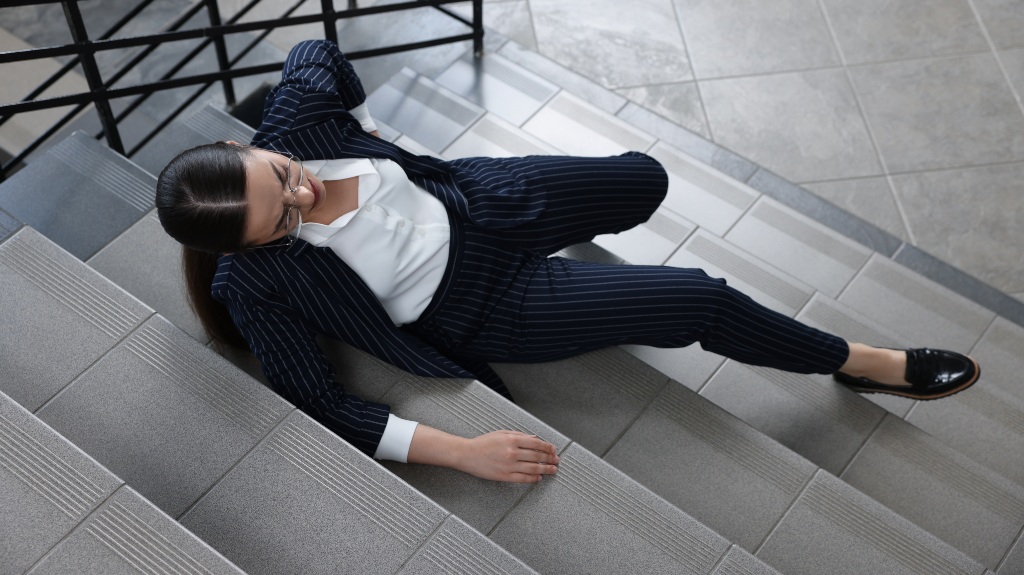 woman fell at a business