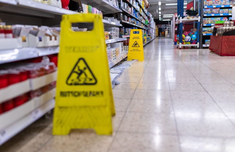 Stand for risk of slipping on slippery floors