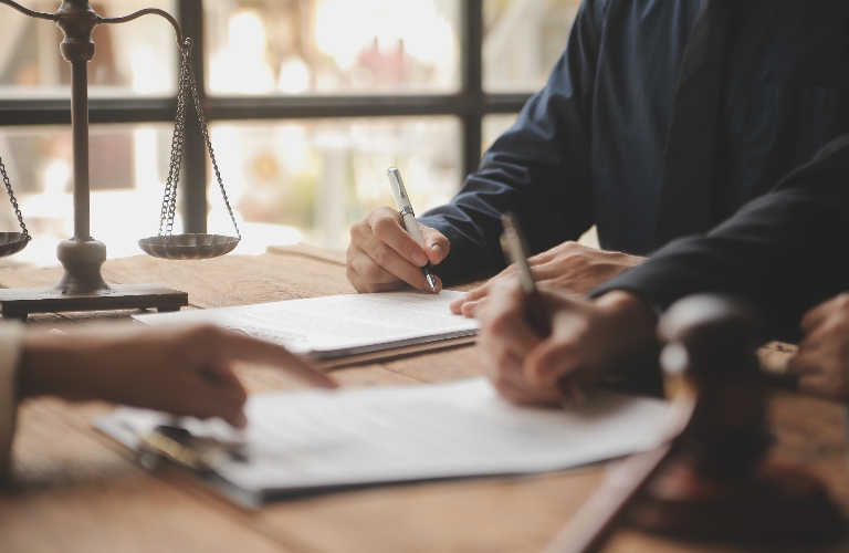 lawyer is working with documents