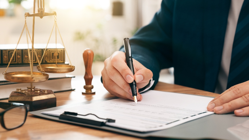 Lawyer is reviewing documents